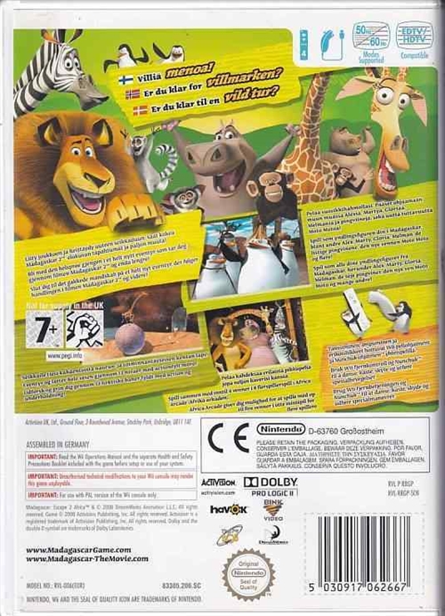 Dreamworks Madagaskar 2 - Wii (B Grade) (Genbrug)